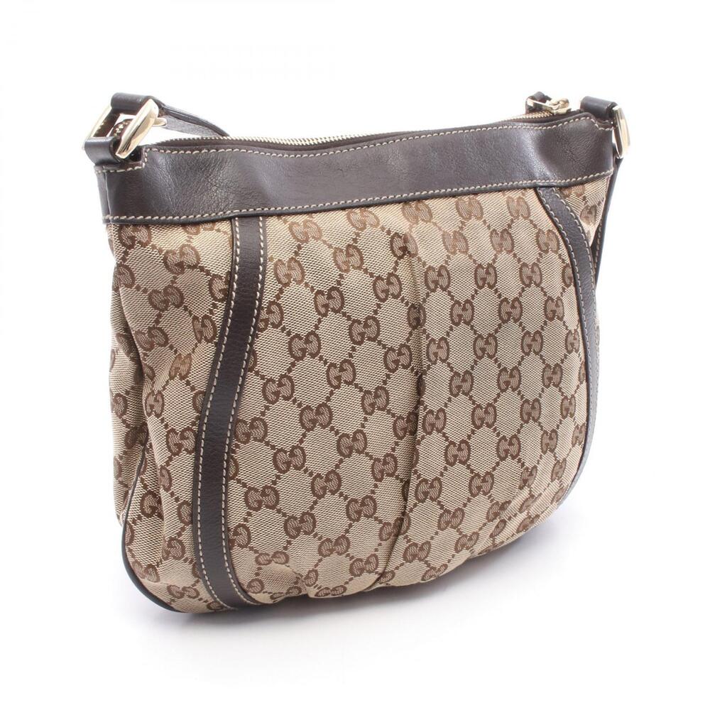 Gucci Leather Beige GG Brown Bag Cream Shoulder Abbey Canvas Brown Cream